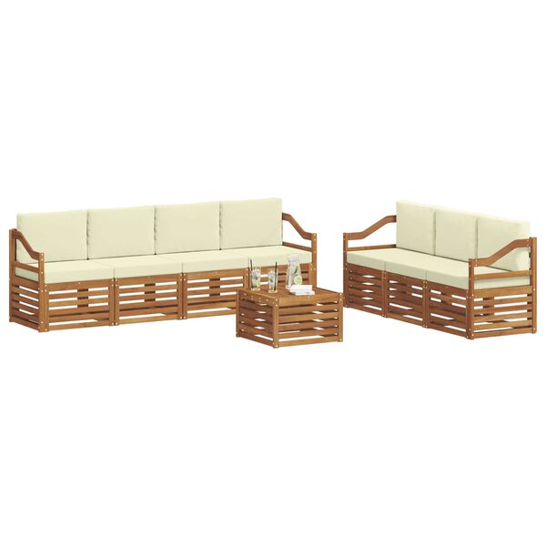 vidaXL Juegos de sof&aacute;s 8 pcs Natural y Crema Madera de Acacia S&oacute;lida