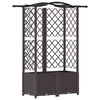 vidaXL Cama elevada con trellis y techo Marr&oacute;n 122 x 40 x 141 cm PP