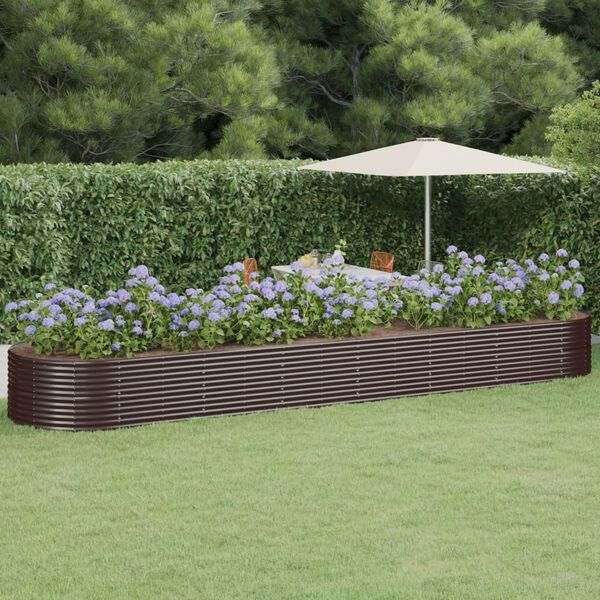 vidaXL Jardinera arriate acero recubrimiento polvo marrón 584x140x68cm