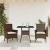 vidaXL Set comedor jard&iacute;n 3 pzas cojines rat&aacute;n sint&eacute;tico vidrio marr&oacute;n