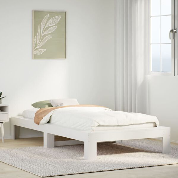 vidaXL Estructura de cama sin colchón madera maciza blanca 75x190 cm