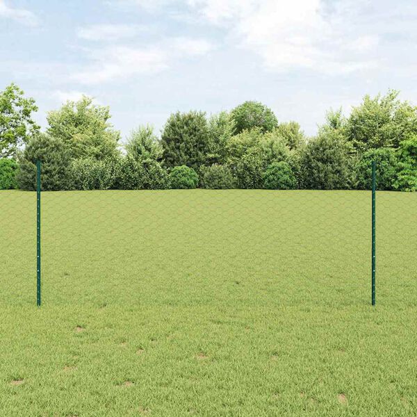 vidaXL Valla con Poste Verde 1 x 50 m Acero y PVC