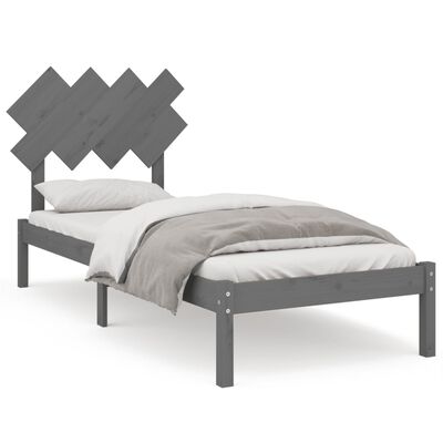 vidaXL Estructura de cama de madera maciza gris 90x190 cm