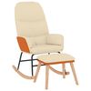 vidaXL Silla mecedora con reposapi&eacute;s tela blanco crema