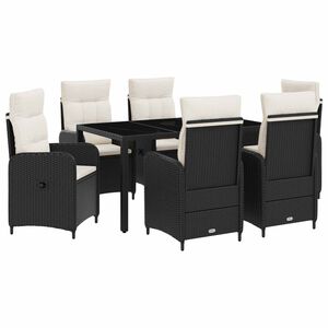 vidaXL Juego de comedor para exteriores 7 uds. Negro y Blanco Crema