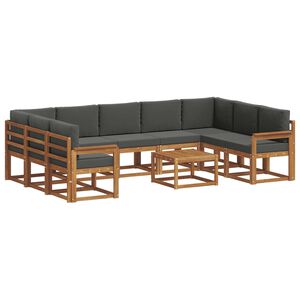 vidaXL Conjunto de sof&aacute;s de exterior 10 pcs Natural y Antracita