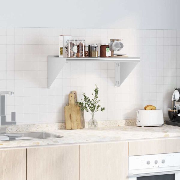vidaXL Estante de pared de acero inoxidable plateado 75x45x31 cm