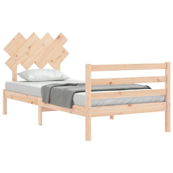 vidaXL Estructura de cama con cabecero madera maciza
