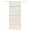 vidaXL Puerta corredera dorada vidrio ESG esmerilado aluminio 90x205cm