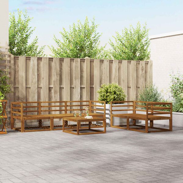 vidaXL Conjunto de sof&aacute;s de exterior con coj&iacute;n 6 pcs Natural y Crema