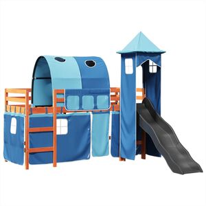 vidaXL Cama alta para ni&ntilde;os con torre madera pino azul 80x200 cm