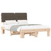 vidaXL Estructura de Cama con Cabecera Tapizada Taup&eacute; 140 x 190 cm