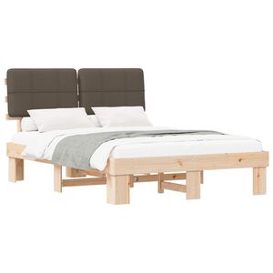 vidaXL Estructura de Cama con Cabecera Tapizada Taup&eacute; 140 x 190 cm