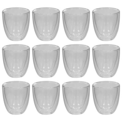 vidaXL Vasos de cristal térmico doble pared para café 12 uds 80 ml