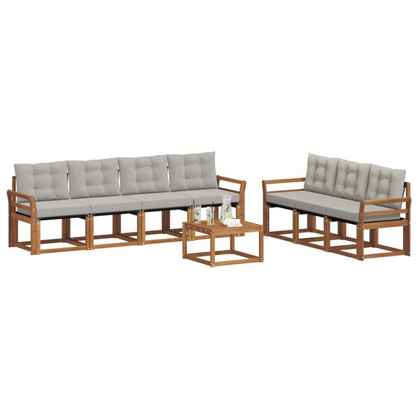 vidaXL Conjunto de sof&aacute;s de exterior 8 pcs Gris Natural y Claro