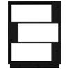 vidaXL Estanter&iacute;a/divisor madera de pino negro 80x25x101 cm
