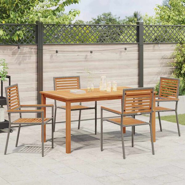 vidaXL Conjunto de Comedor de Jard&iacute;n 5 pcs Gris