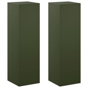 vidaXL Soporte de plantas 2 pcs Verde oliva 30 x 30 x 100 cm Acero