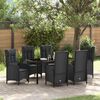 vidaXL Conjunto de Comedor de Jard&iacute;n 7 pcs Negro rat&aacute;n sint&eacute;tico