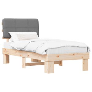 vidaXL Estructura de Cama con Cabecera Tapizada Gris Claro 90 x 200 cm
