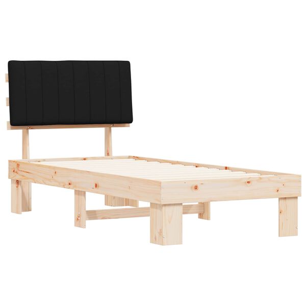 vidaXL Estructura de Cama con Cabecera Tapizada Negro 90 x 190 cm