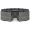 vidaXL Set de sof&aacute;s de jard&iacute;n 9 piezas y cojines rat&aacute;n sint&eacute;tico gris