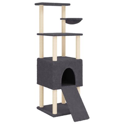 vidaXL Rascador para gatos con postes de sisal gris oscuro 153 cm