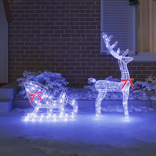 vidaXL trineo tirado por reno Azul 70 x 26 x 129 cm Acr&iacute;lico