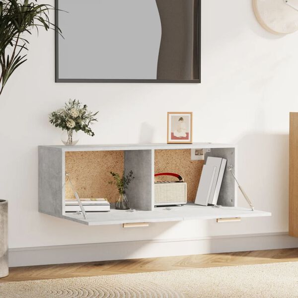vidaXL Armario pared madera contrachapada gris hormig&oacute;n 100x36,5x35 cm
