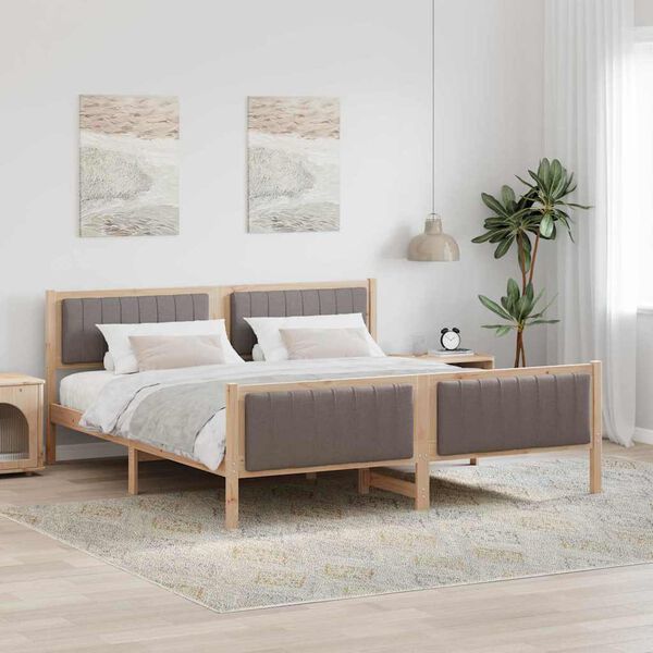 vidaXL Estructura de cama con cabecera Marr&oacute;n y taupe 180 x 200 cm