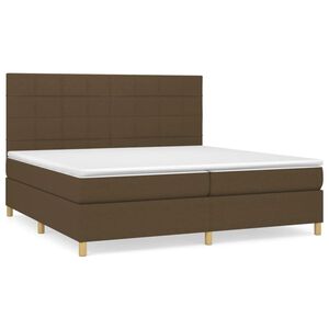 vidaXL Cama box spring con colch&oacute;n tela marr&oacute;n oscuro 200x200 cm