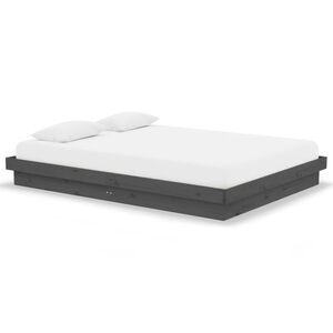 vidaXL Estructura de cama sin colch&oacute;n madera maciza gris 140x190 cm