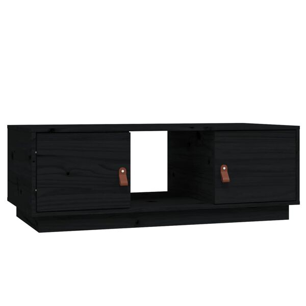 vidaXL Mesa de centro de madera maciza de pino negro 100x50x35 cm