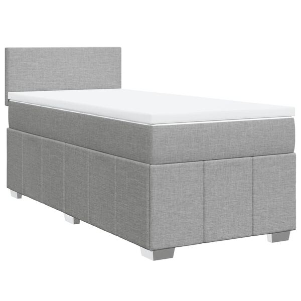 vidaXL Cama box spring con colchón tela gris claro 80x200 cm