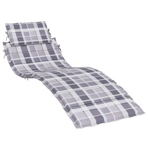vidaXL Coj&iacute;n de tumbona de tela Oxford a cuadros gris 186x58x4 cm