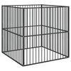 vidaXL Corralito para perros con 4 paneles acero galvanizado negro