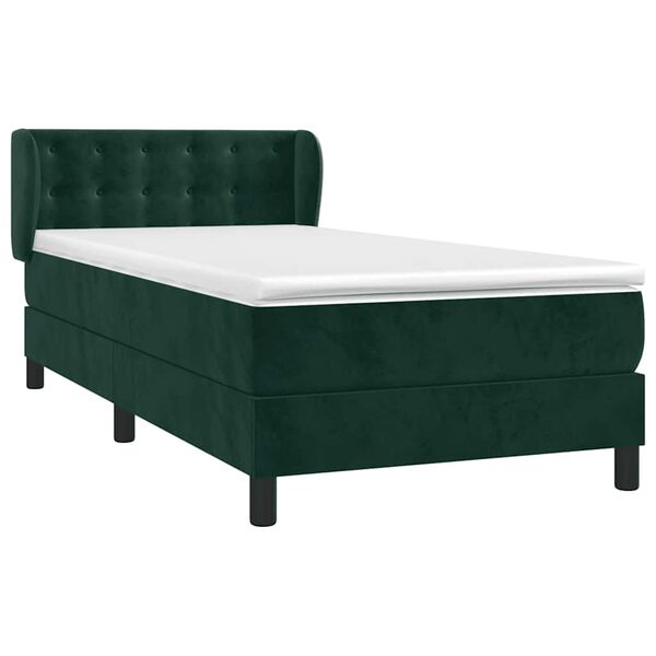 vidaXL Cama box spring con colch&oacute;n terciopelo verde oscuro 80x200 cm