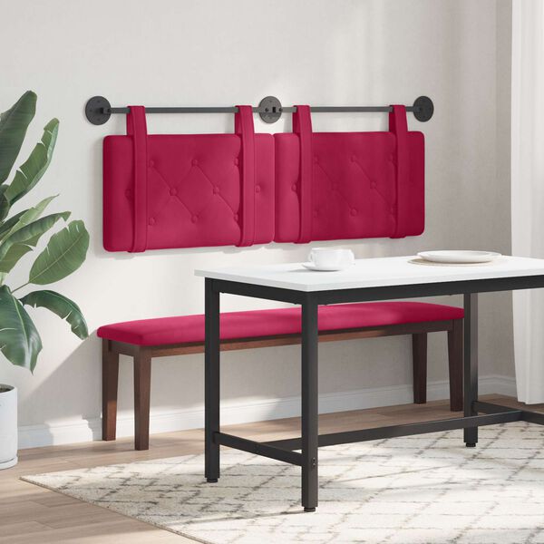 vidaXL Cabecera Colgante Rojo vino 130 x 55 x 5 cm Terciopelo