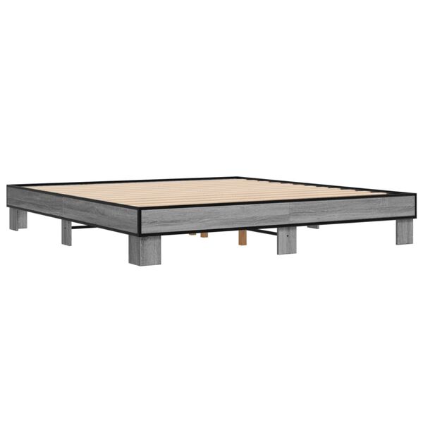 vidaXL Estructura cama madera ingenier&iacute;a metal gris Sonoma 200x200 cm