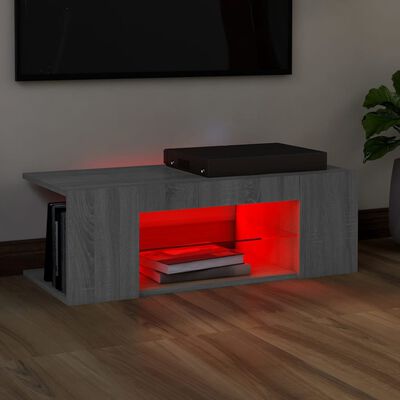 vidaXL Mueble de TV con luces LED gris Sonoma 90x39x30 cm