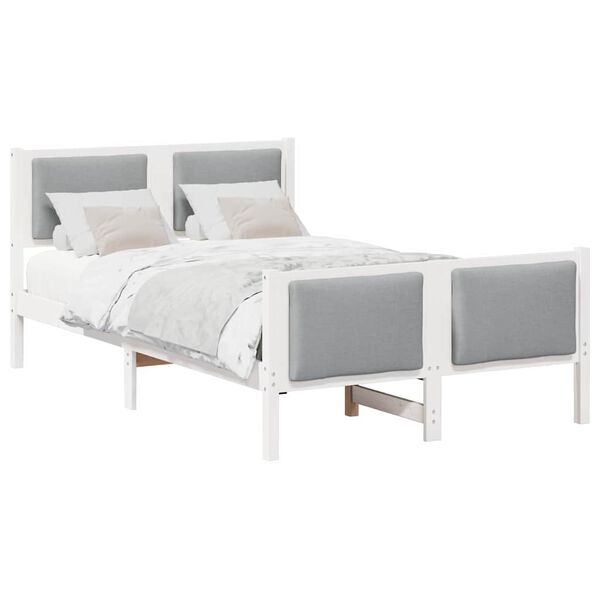 vidaXL Estructura de cama con cabecera Gris Claro 120 x 200 cm tela