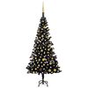 vidaXL &Aacute;rbol de Navidad preiluminado con luces y bolas negro 180 cm