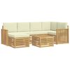 vidaXL Conjunto de sof&aacute;s de exterior 7 pcs Blanco y Crema Poli&eacute;ster