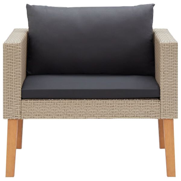 vidaXL Set de muebles de jard&iacute;n 5 pzas y cojines rat&aacute;n sint&eacute;tico beige