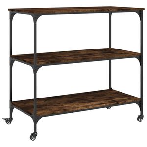 vidaXL Carrito de cocina madera ingenier&iacute;a roble ahumado 102x50x95 cm