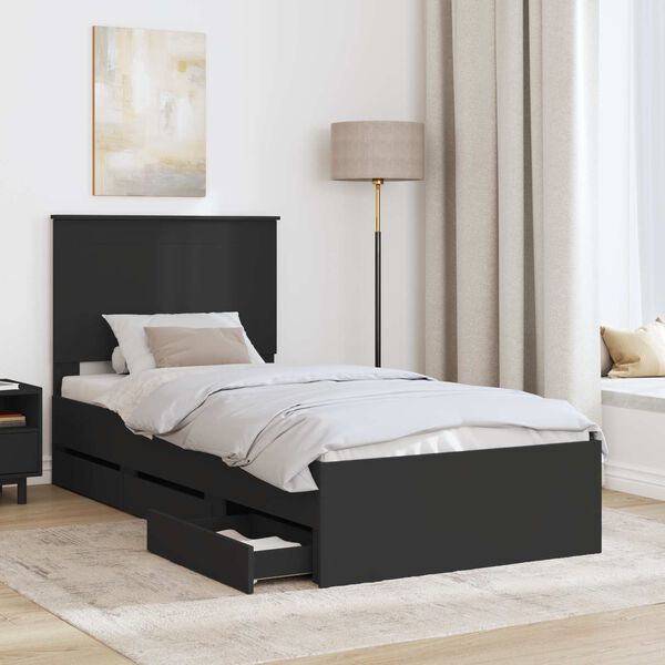 vidaXL Estructura de cama Negro 75 x 190 cm Madera Ingenieril