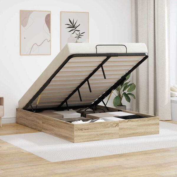 vidaXL Estructura de Cama Ottoman Roble Sonoma 203 x 120 x 25 cm