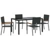vidaXL Conjunto de Comedor de Jard&iacute;n 5 pcs Negro rat&aacute;n sint&eacute;tico