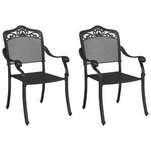 vidaXL Silla de Jard&iacute;n 2 pcs Negro 64 x 62 x 93cm Aluminio