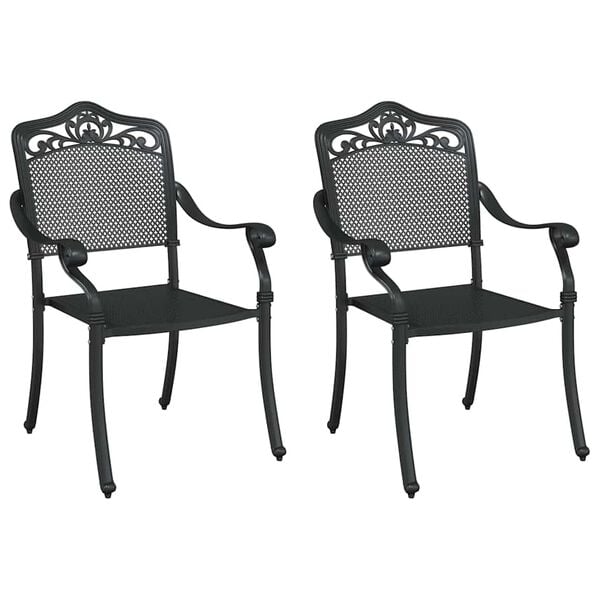 vidaXL Silla de Jard&iacute;n 2 pcs Negro 64 x 62 x 93cm Aluminio